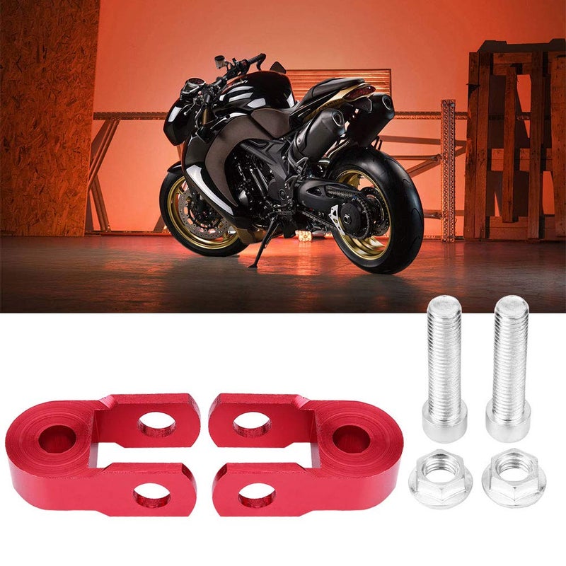 Aramox Rear Shock Extender, Aramox 2PCS Absorber Riser Universal Motorcycle High Damping Device Thicken Pad Chassis Extender Taper Riser With Screws Red - Image 2